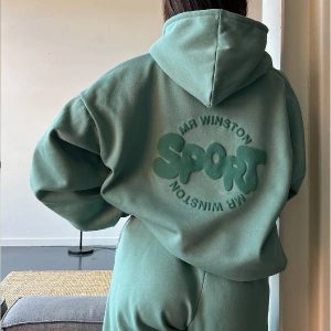 Mr Winston Deep Sage Puff Hoodie