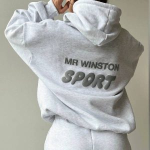 Mr Winston Hoodie Puff Sweat Grey