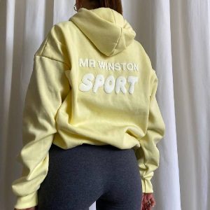 Mr Winston Pale Lemon Puff Hoodie Sweat