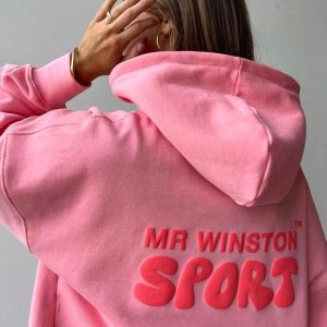 Mr Winston Vintage Puff Hoodie Pink